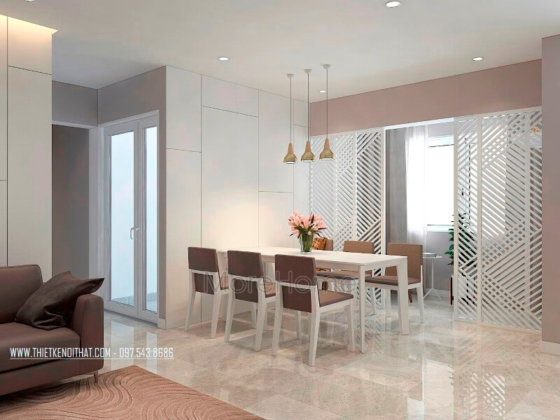 Khu vực ăn uống xây dựng đơn giản nhưng đáp ứng mọi công năng Mẫu nội thất chung cư hiện đại