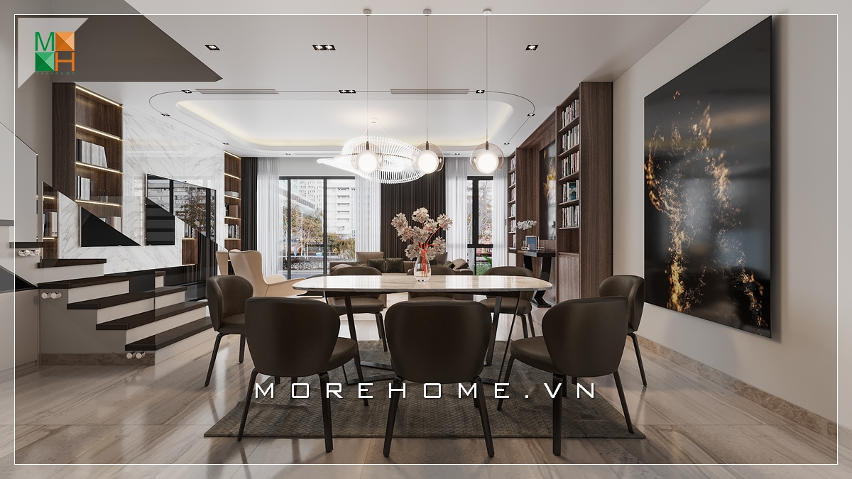 Mẫu thiết kế không gian phòng ăn hiện đại chung cư, nhà phố rất phù hợp với diện tích không gian ngôi nhà Mẫu nội thất chung cư hiện đại