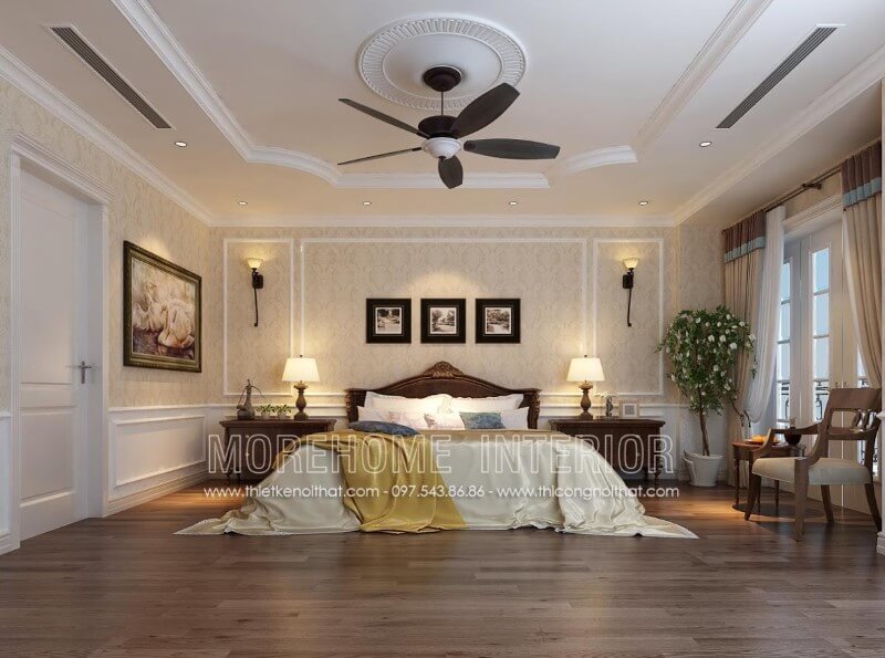 Thiết kế nội thất phòng ngủ gỗ óc chó