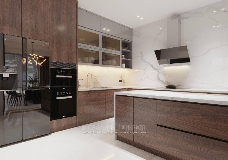 Mẫu thiết kế tủ bếp chung cư, biệt thự, nhà phố phong cách hiện đại Tủ bếp gỗ, tủ bếp gỗ tự nhiên, tủ bếp tân cổ điển