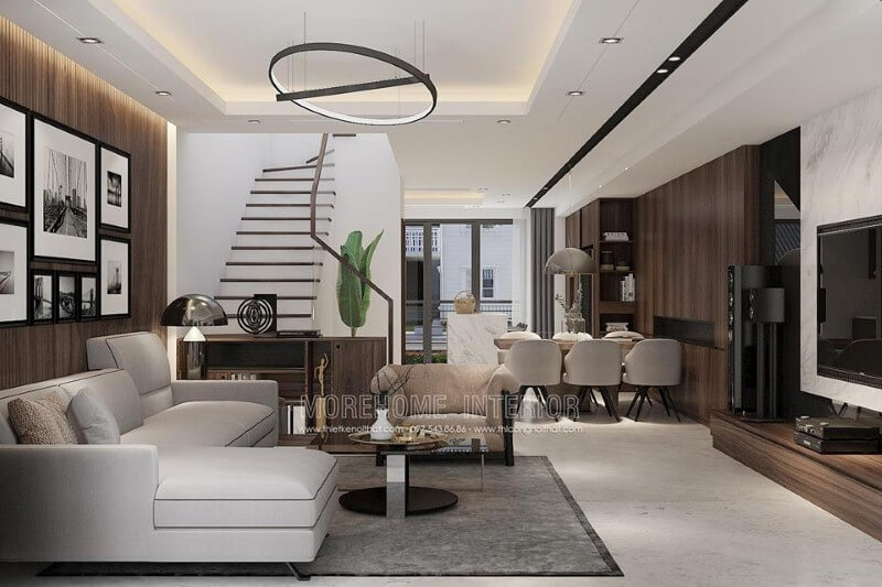 Mẫu bố trí phòng khách liền bếp đẹp, tạo nên không gian thông thoáng là một trong những xu hướng ấn tượng nhất hiện nay. Thiết kế nội thất chung cư