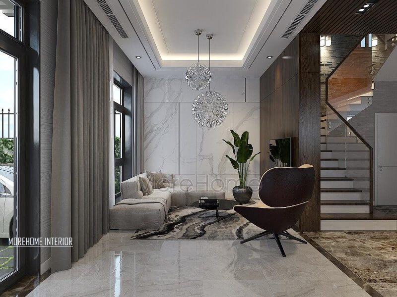 Thiết kế nội thất phòng khách biệt thự đẹp tại Xuân Phương, Hà Nội.