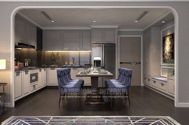 Thiết kế nội thất phòng bếp chung cư cao cấp đẹp mắt